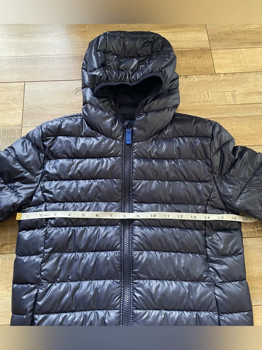 Primary Kids Size 10 Navy Blue Hooded Puffer Jacket Lightweight Packable Coat
